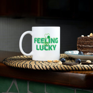 Retro Feeling Lucky St Patrick's Day  Two-Tone Coffee Mug