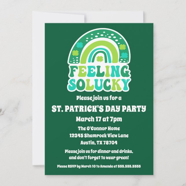 Retro Feeling so Lucky St. Patrick's Day Party Invitation (Front)