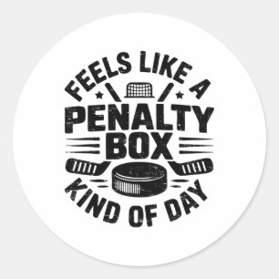 Retro Feels Like A Penalty Box Kind Of Day Hockey  Classic Round Sticker