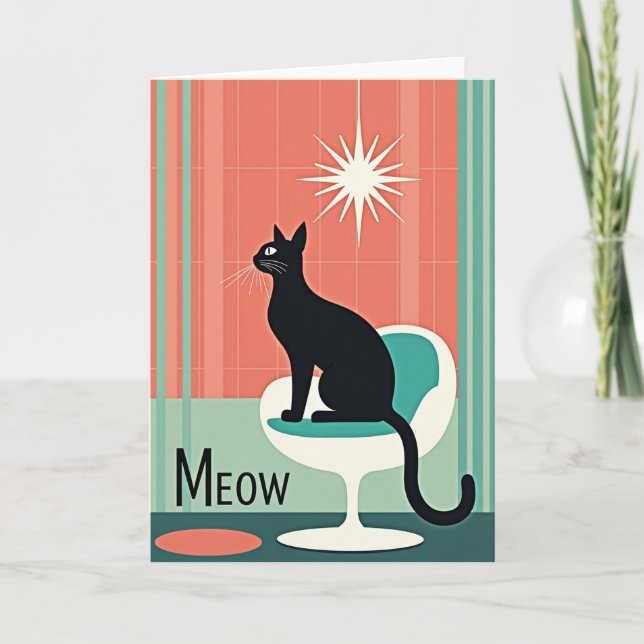 Retro Feline Birthday Card (Front)