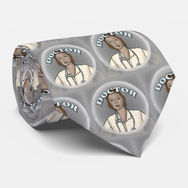 Retro Female Black Doctor Tie (Rolled)