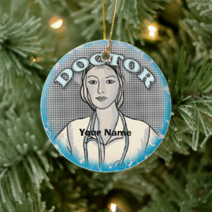 Retro female Doctor ornament