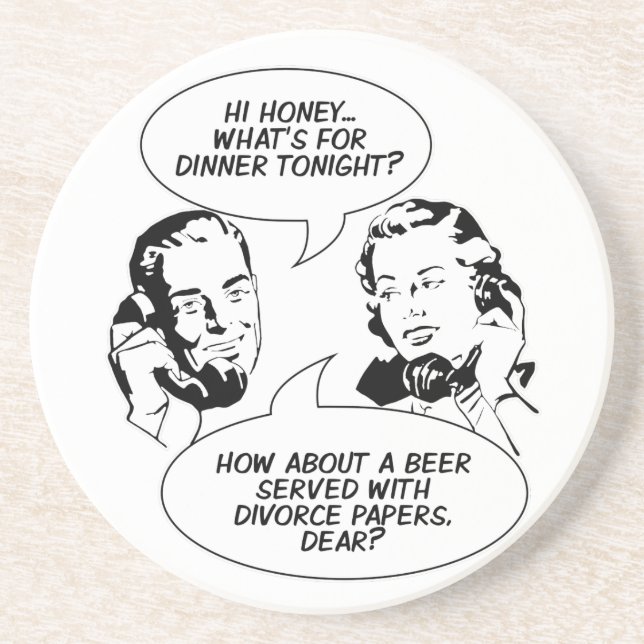 Retro Feminist Humour coaster (Front)