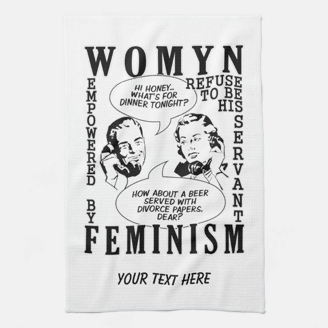 Retro Feminist Humour hand towels (Vertical)