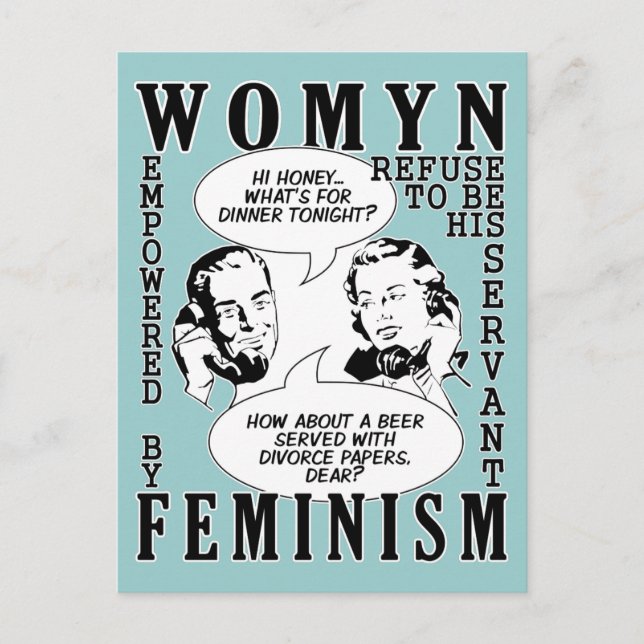 Retro Feminist Humour postcards (Front)
