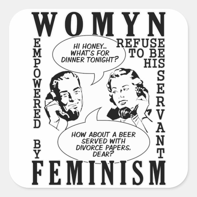 Retro Feminist Humour stickers (Front)