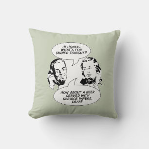 Retro Feminist Humour throw pillow