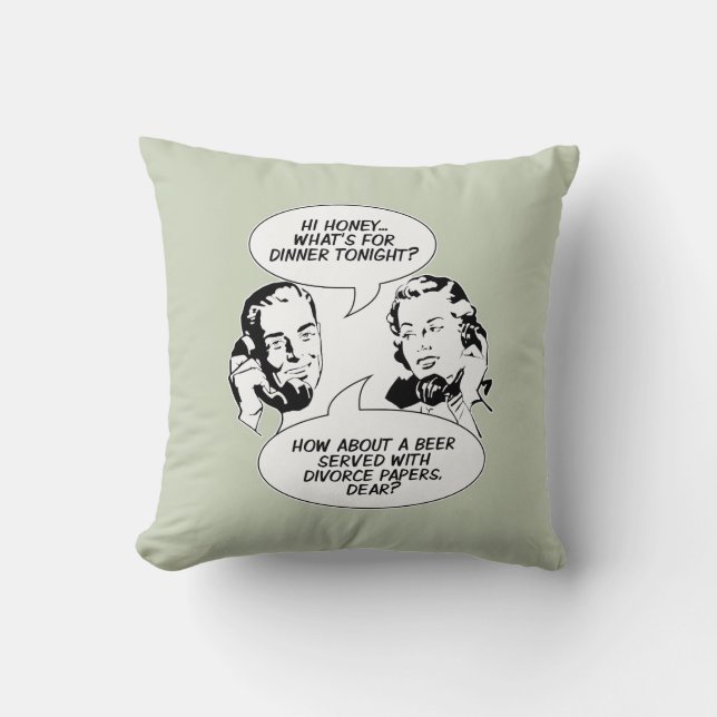 Retro Feminist Humour throw pillow (Front)