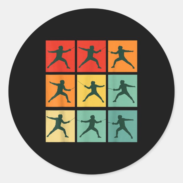 Retro Fencing For Christmas Srty Fencer Athlete  Classic Round Sticker (Front)