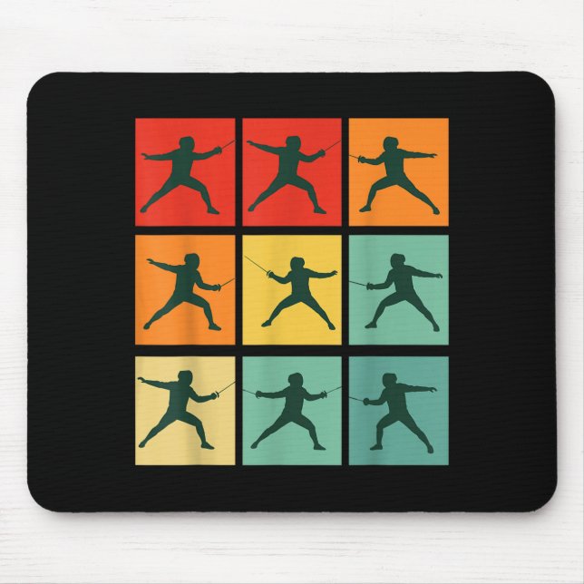 Retro Fencing For Christmas Srty Fencer Athlete  Mouse Pad (Front)