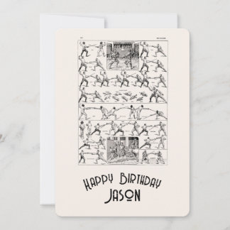 Retro Fencing Mens' Happy Birthday Card
