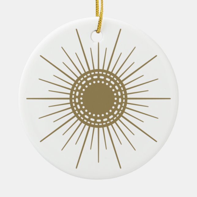 Retro Fennel Sunburst Ceramic Circle Ornament (Front)