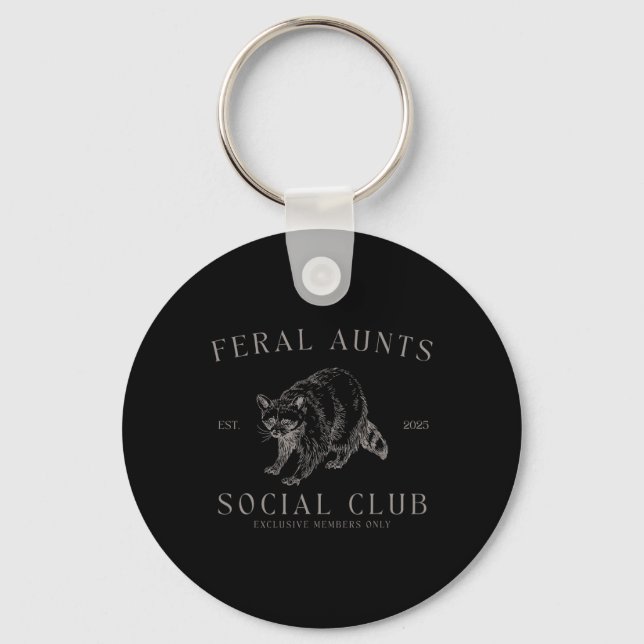 Retro Feral Aunt Social Club Pregnancy Reveal Funn Key Ring (Front)