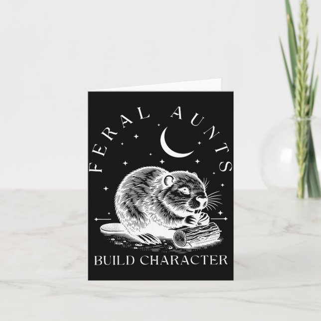 Retro Feral Aunts Build Character Funny New Aunt C Card (Front)