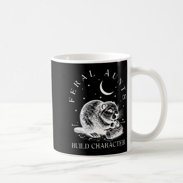 Retro Feral Aunts Build Character Funny New Aunt C Coffee Mug (Right)