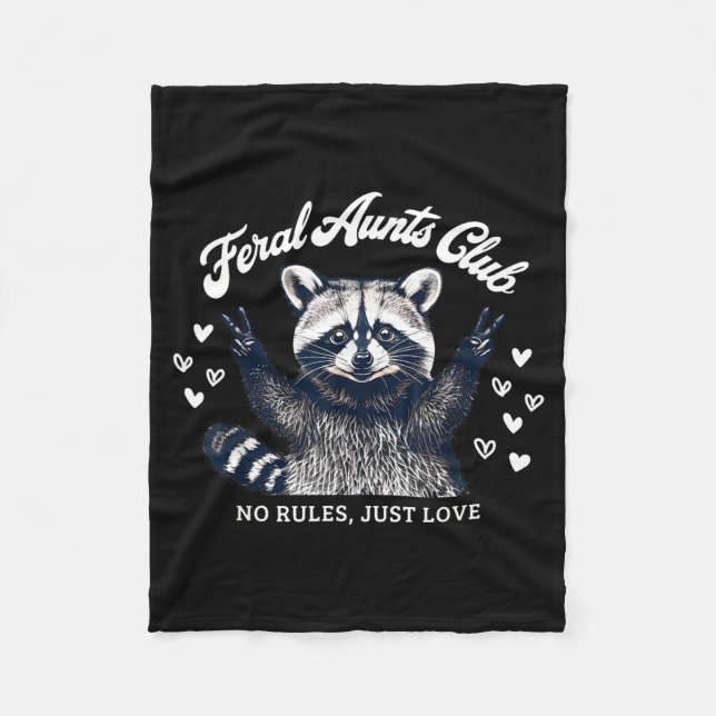 Retro Feral Aunts Club Raccoon Auntie Pregnancy An Fleece Blanket (Front)