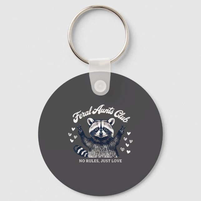 Retro Feral Aunts Club Raccoon Auntie Pregnancy An Key Ring (Front)