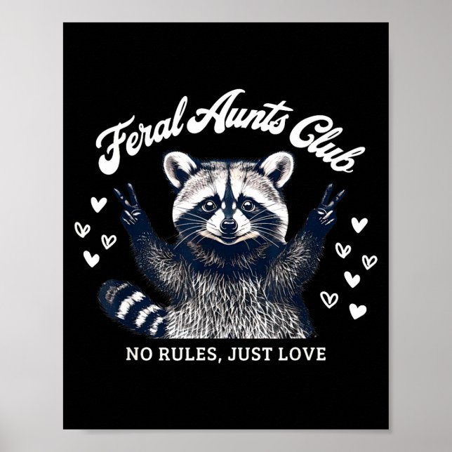 Retro Feral Aunts Club Raccoon Auntie Pregnancy An Poster (Front)