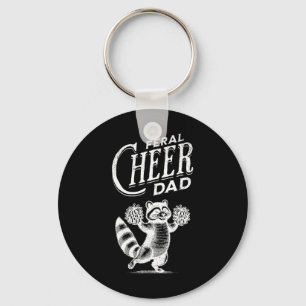 Retro Feral Cheer Dad Racoon Dance Cheerleading O Key Ring