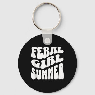 Retro Feral Girl Summer Groovy Mum Aunt Women Teen Key Ring