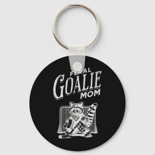 Retro Feral Goalie Hockey Mom Raccoon Ice Hockey P Key Ring