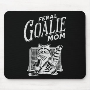 Retro Feral Goalie Hockey Mom Raccoon Ice Hockey P Mouse Pad