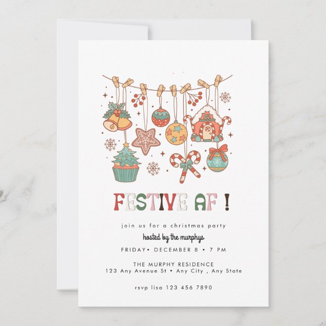 Retro Festive Christmas  Invitation (Front)