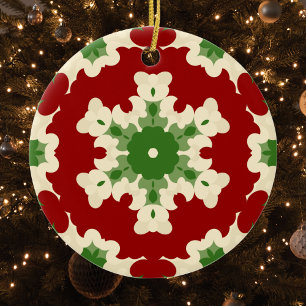 Retro Festive Mandala Ceramic Ornament