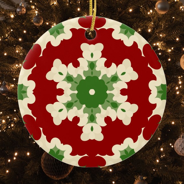 Retro Festive Mandala Ceramic Ornament (Creator Uploaded)