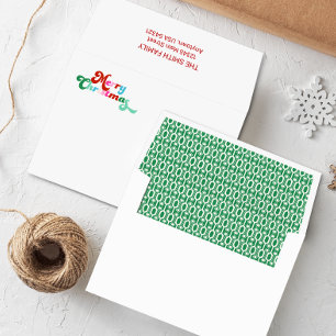 Retro Festive Rainbow Merry Christmas Envelope
