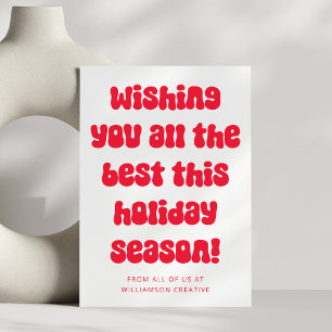 Retro Festive Red Corporate Business Christmas Holiday Card