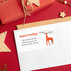 Retro Festive Seasonal Christmas Reindeer Modern Label