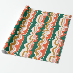 Retro Festive Wavy Abstract Stripe Wrapping Paper