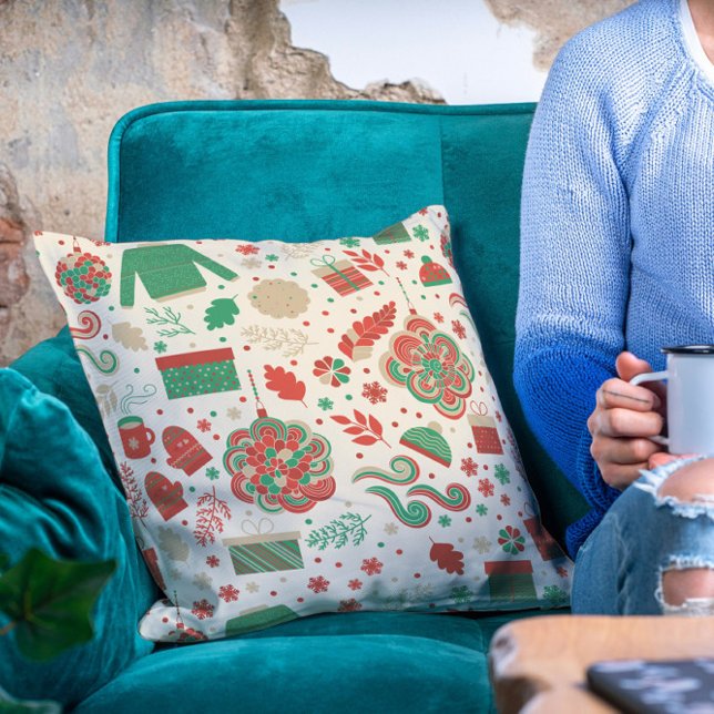 Retro Festive Winter Christmas Holidays Cushion (Creator Uploaded)