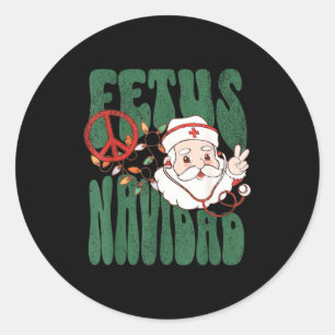 Retro Fetus Navidad Santa Claus Christmas Obgyn Nu Classic Round Sticker