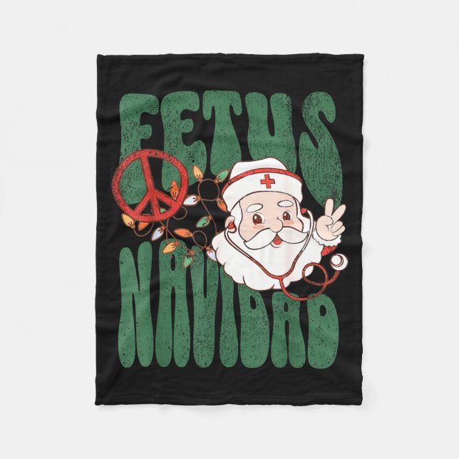 Retro Fetus Navidad Santa Claus Christmas Obgyn Nu Fleece Blanket (Front)