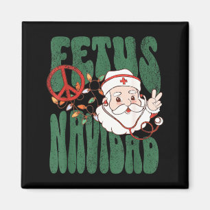 Retro Fetus Navidad Santa Claus Christmas Obgyn Nu Magnet