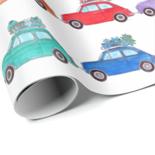 Retro Fiat 500 with Gifts Wrapping Paper