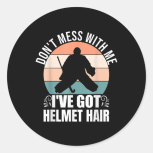 Retro Field Hockey Goalie - Goal Keeper Helmet Quo Classic Round Sticker