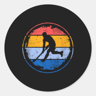Retro Field Hockey Player Teen Boys Hockey Classic Round Sticker