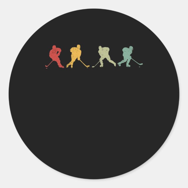 Retro field hockey silhouette field hockey player classic round sticker (Front)