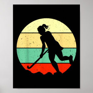 Retro Field Hockey Stick Girl Coach Field Hockey J Poster