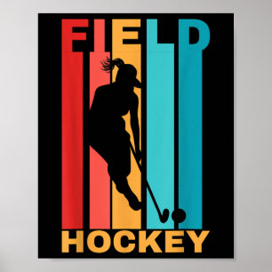 Retro Field Hockey Women Poster