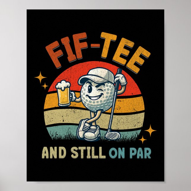 Retro Fif Tee Golf Birthday Party 50th Birthday Go Poster (Front)