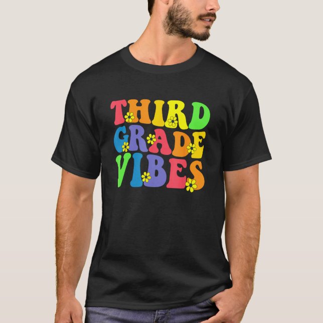 Retro Fifth 3rd grade vibes back to school teacher T-Shirt (Front)
