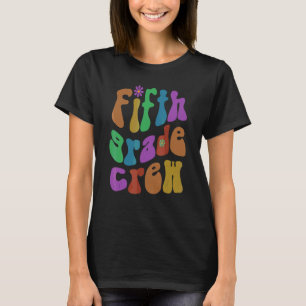 Retro Fifth Grade Crew Hello 5th Grader Pink T-Shirt