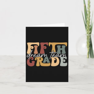 Retro Fifth Grade Dream Team Groovy Teacher Back T Card