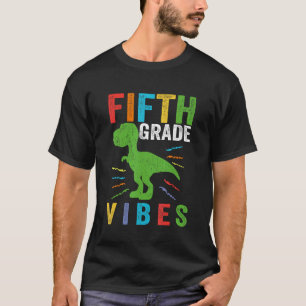 Retro Fifth Grade Vibes Trex Teacher Student Educa T-Shirt