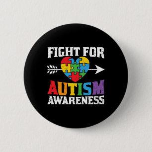 Retro Fight For Autism Awareness Puzzle Heart Funn 6 Cm Round Badge