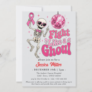 Retro "Fight Like a Ghoul" Breast Cancer Awareness Invitation